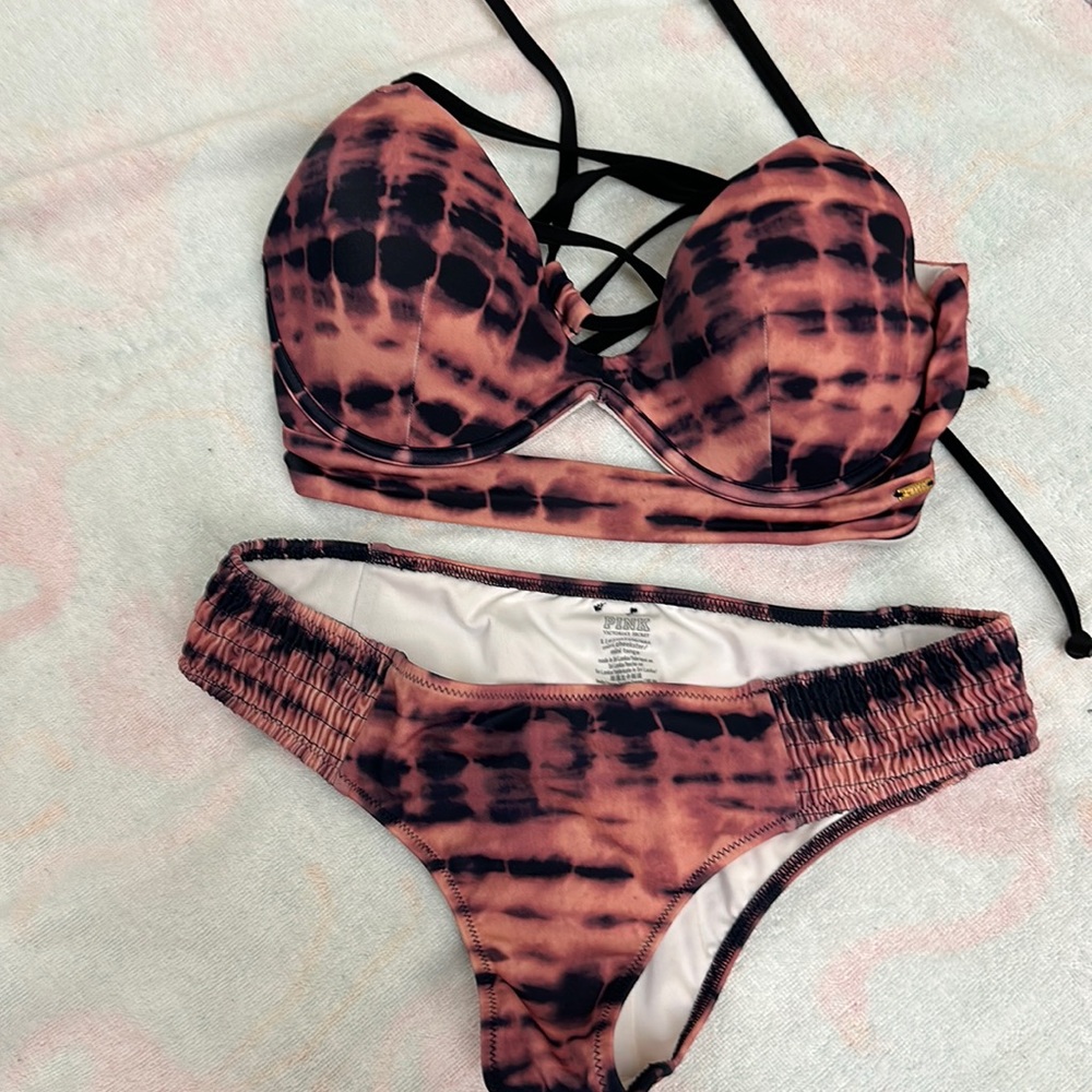 PINK by Victoria’s Secret women’s pink and black, bathing suit size small
